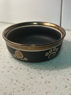 Matte Black Copper Rim Pet Dish