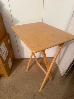 19"x15"x26" Foldable TV Tray Table - Walnut/Natural Color, Portable and Multi-Functional,Indoor Single Tables for Small Space, Stable Solid Wood Const