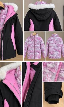 Girls 3-in-1 Winter Jacket with Faux Fur Hood