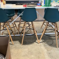 6 Turquoise Bar Stools 