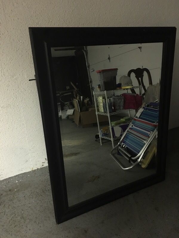 LG black framed mirror