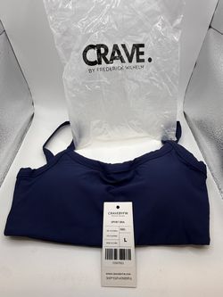 CRAVEBYFW Square Neckline Sports Bras with Removable Chest Pad (Blue; Large)