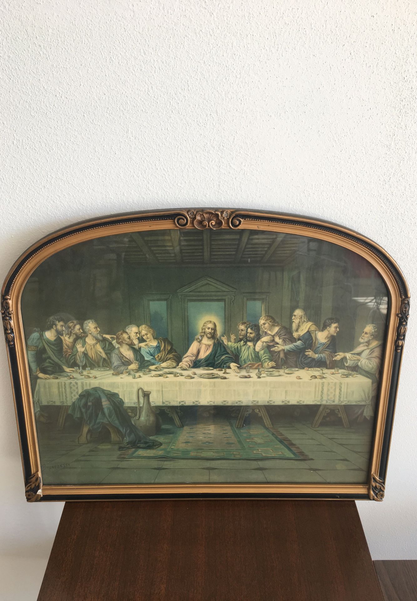 Vintage “Last Supper” framed print. Large.