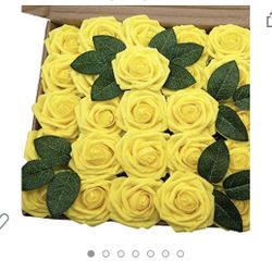 fake yellow roses (50)