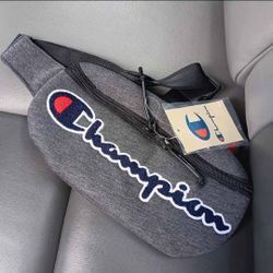 Champion Waist Bag Fanny Pack Cross Body Embroidered Large Dark Grey Over Sized