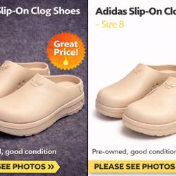 Adidas Slip-On Clog Shoes – Size 8