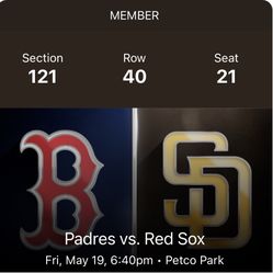 Padres Vs Boston Friday night 5/19 4 tix W/ Tailgate Parking