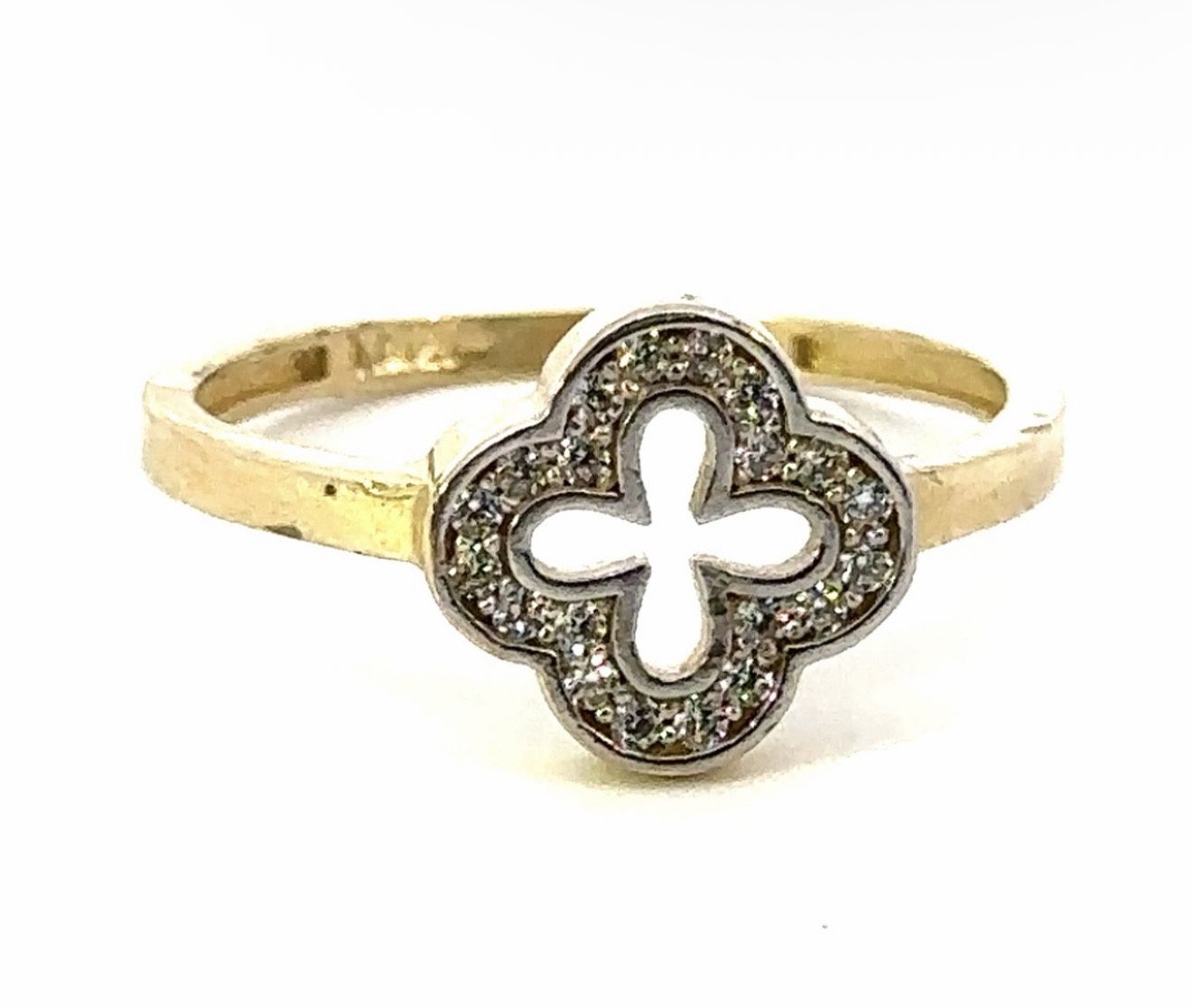 Woman’s Ladies 14k Yellow Gold CZ Cubic Zirconia Open Clover Ring Size 7 GP3115821