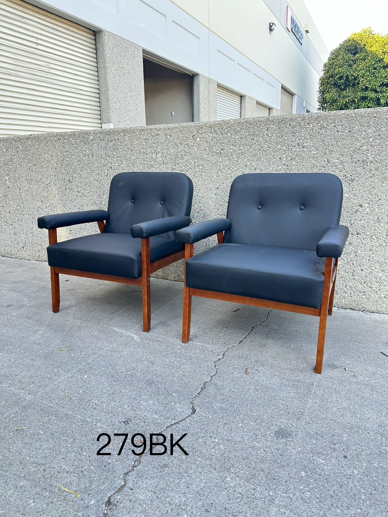 Black Leather Accent Chairs for Office, Mid Century Modern Accent