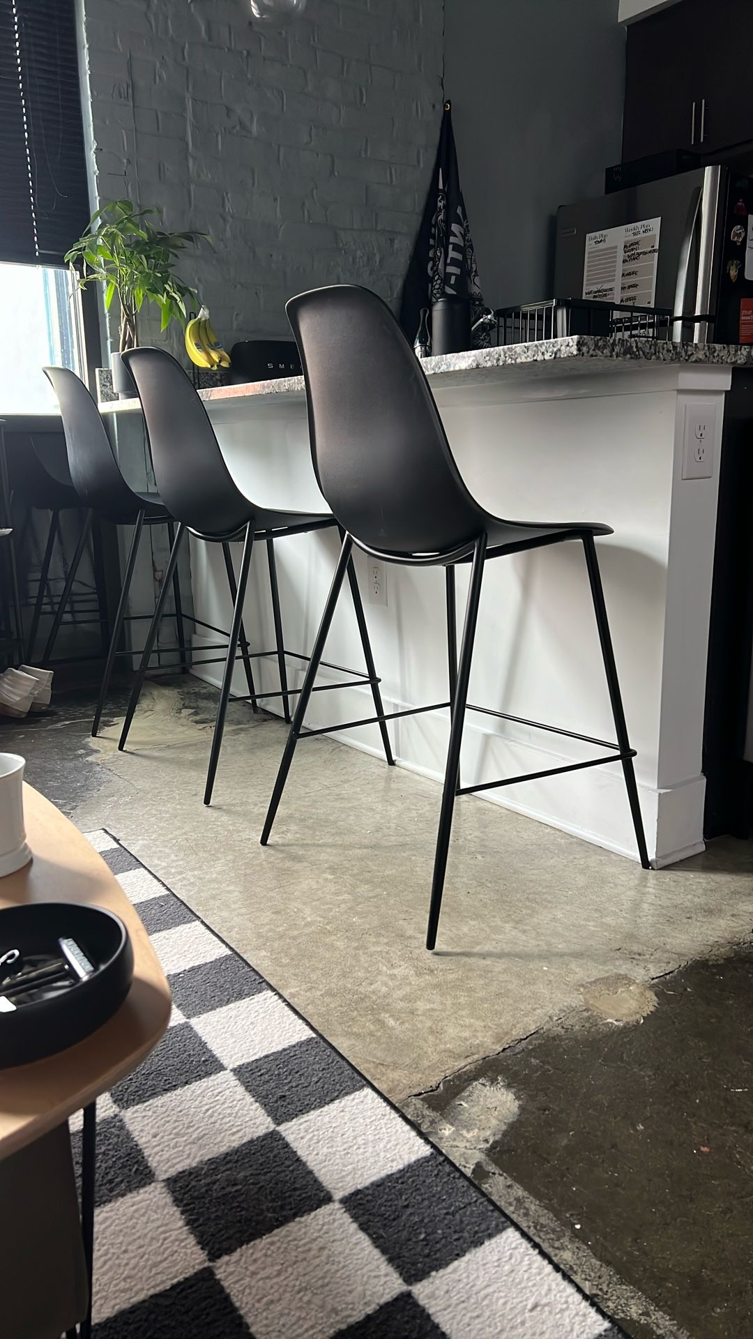 Set Of 3 Poly and Bark Counter Stools