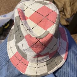 Pink argyle rock fedora hat boys girls infant toddler child infant  to 6 yrs like new