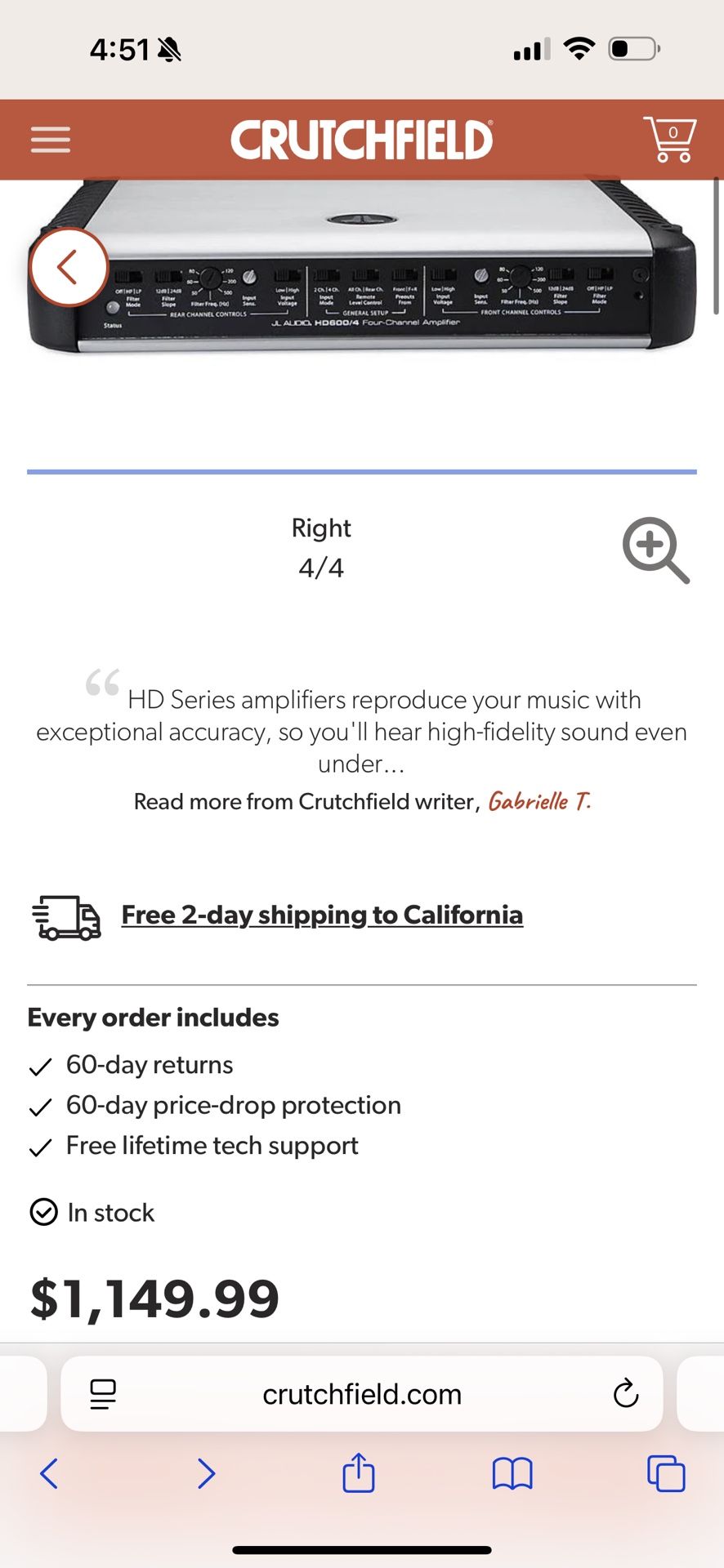 JL Audio HD 600/4 Amplifier