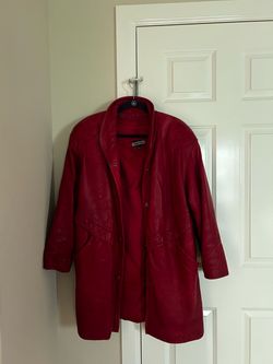 Vintage Red Genuine Leather Coat