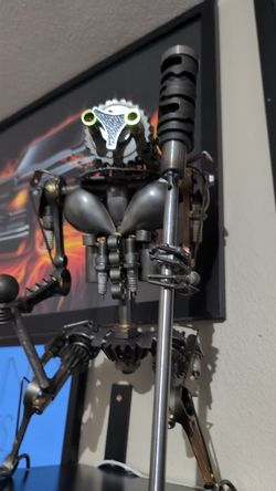 Scrap Sculpture robot 18" tall car metal parts custom
