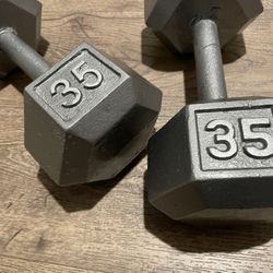 Set of Hex Cast Iron Dumbbells 35 lbs [Total: 70 lbs]