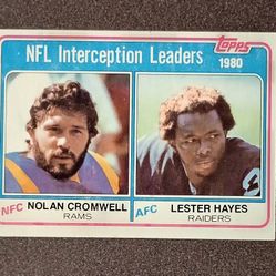 1981 Topps Nolan Cromwell Lester Hayes #5 Rams Raiders 1980 Interception Leaders Football Card Collectible Vintage NFL Sports