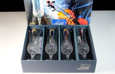 Cristal D'Arques-Durand, Longchamp, Cut Crystal Flutes, Set of 4