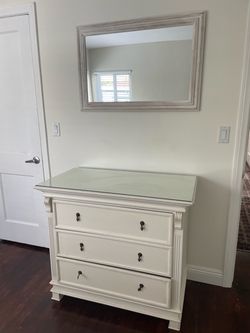Antique White Glass Top Dressers