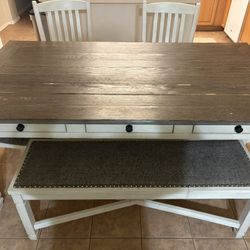 Dining Table 6 Piece Farmhouse Set With Bench
