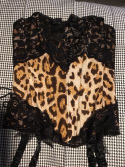 Lace animal print garter corset