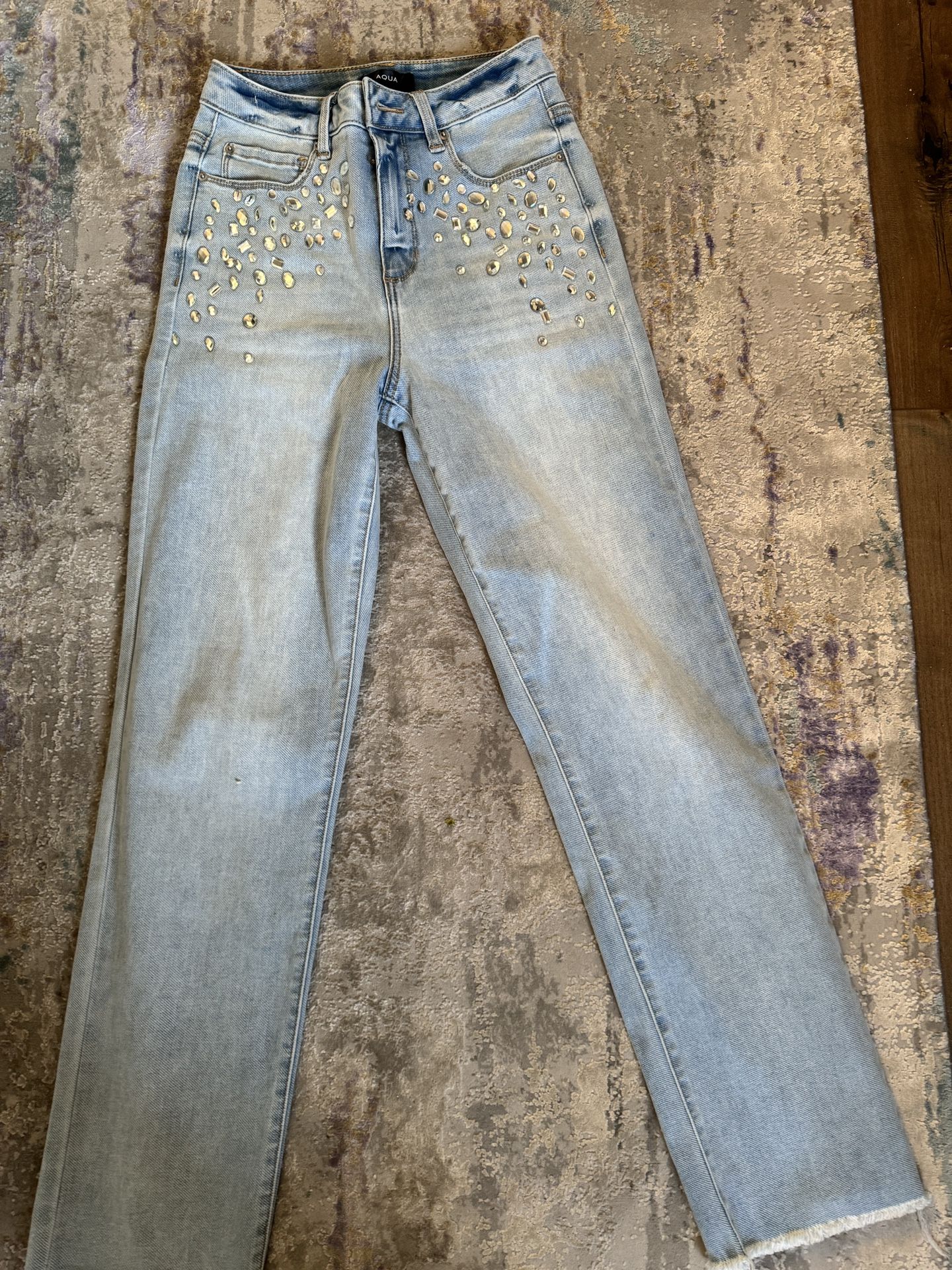 Aqua Bloomingdales Jeans with Crystals