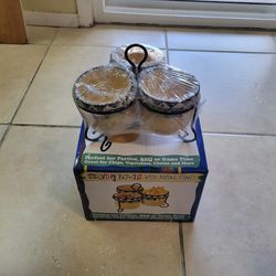 New Kovot Fiesta Style Dip Bowl Set with Metal Stand.