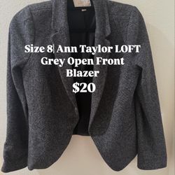 $20| Size 8| Ann Taylor LOFT  Grey Open Front Blazer