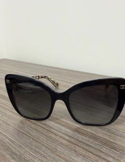 Dolce & Gabbana Black Sunglasses with Leopard Temples