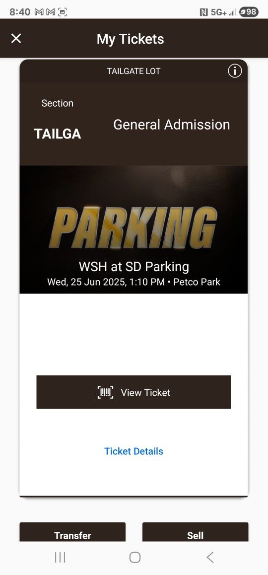 Padres Vs Washington Parking