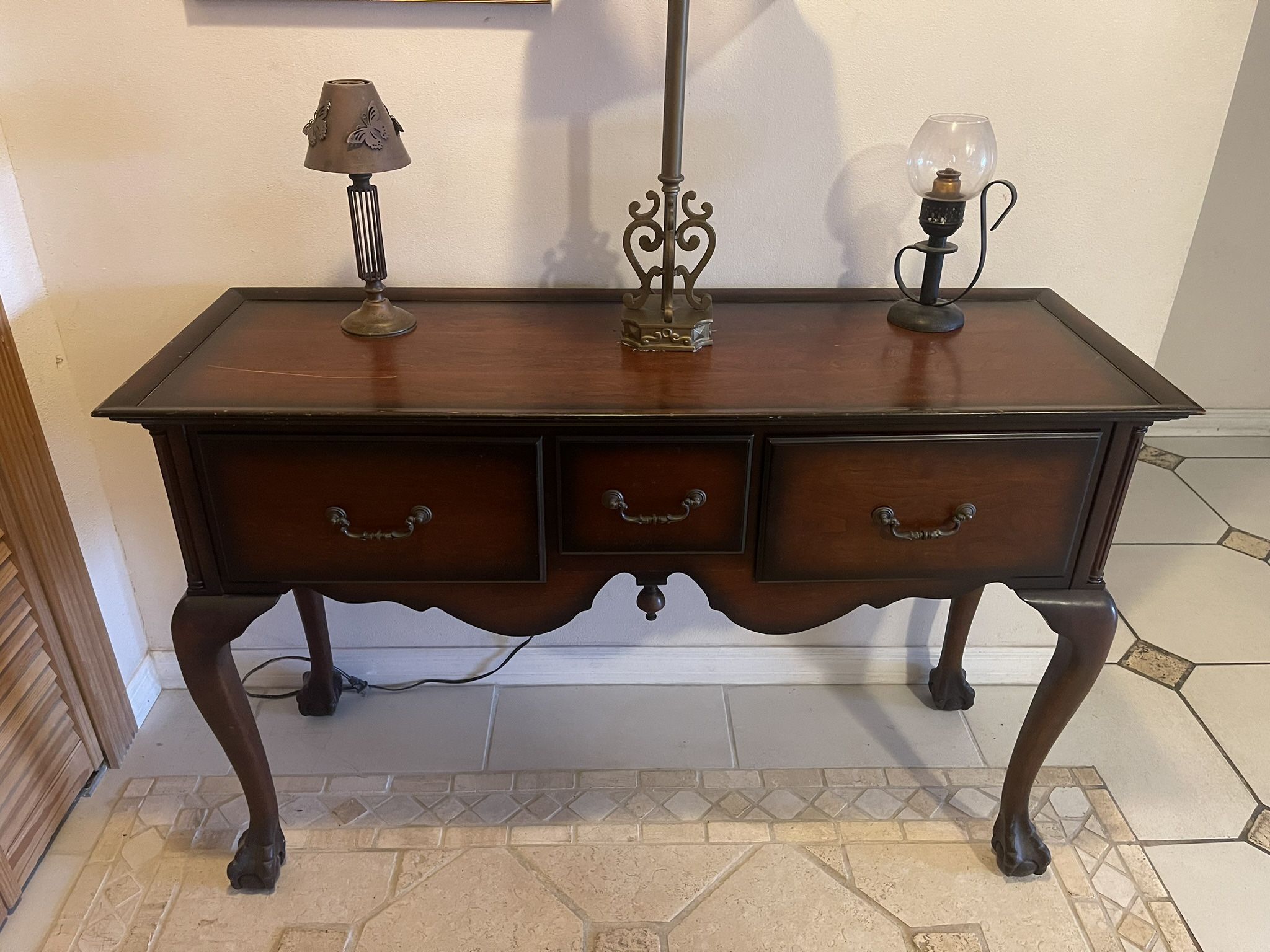 SOLID WOOD BUFFET ENTRY TABLE, TV STAND, ENTERTAINMENT CENTER (48” L X 17” D X 31” T)