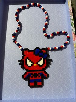 SPIDER-MAN HELLO KITTY KANDI PERLER NECKLACE FESTIVALS RAVES