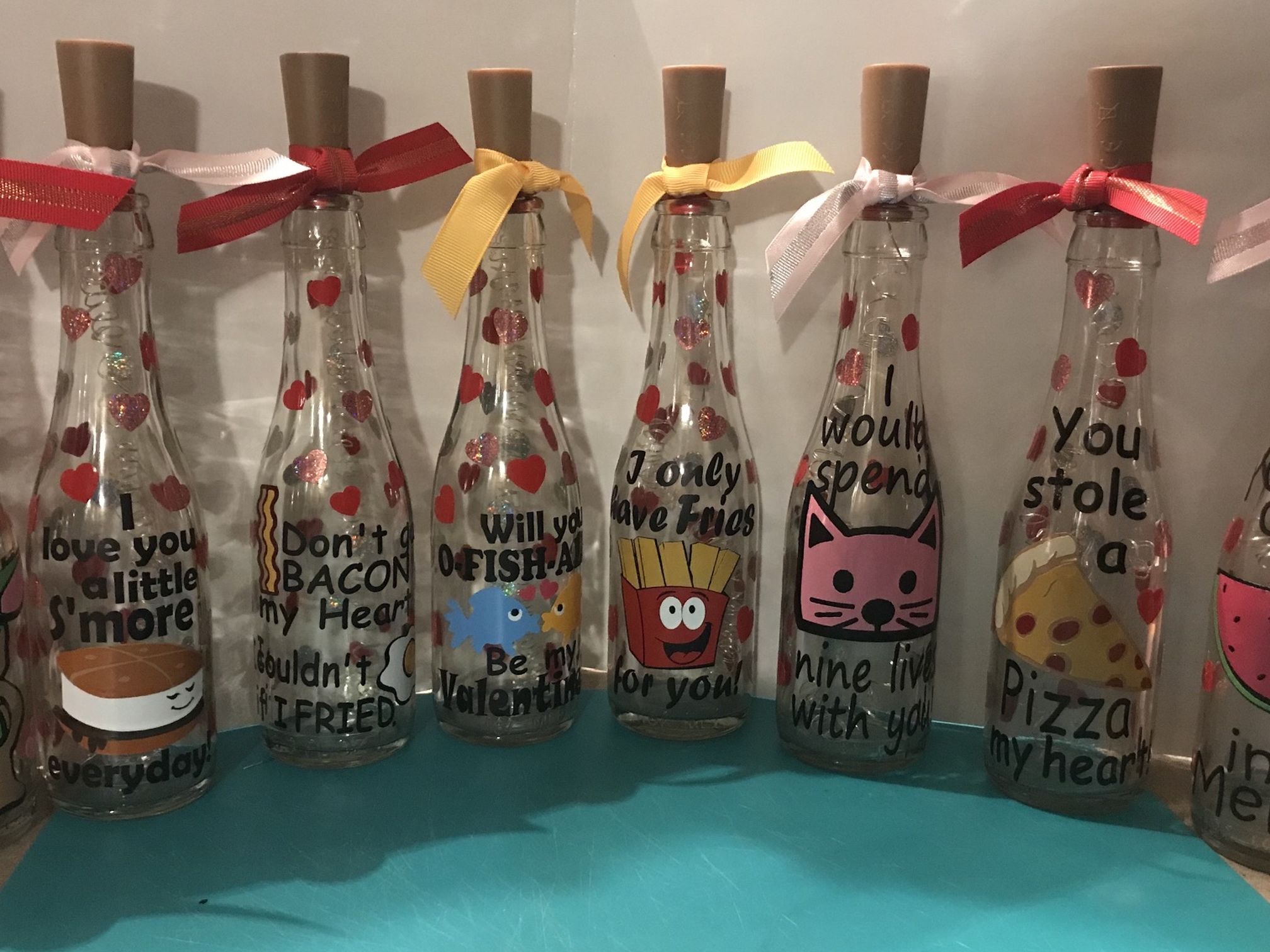 Valentine Decorated Bottles With Lights