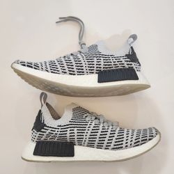 Size 9 - adidas NMD R1 STLT Primeknit Grey 2018 Running Shoes
Pre-owned 
100 percent authentic 
Ship the same business day
No flaws 
SKU874