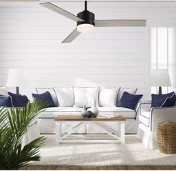 Indoor Matte Black Ceiling Fan with Adjustable White Integrated LED with Remote