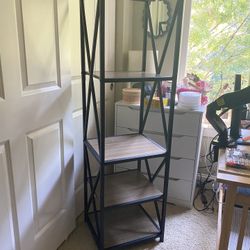 Walker Edison Driftwood Metal 4-Shelf Bookcase