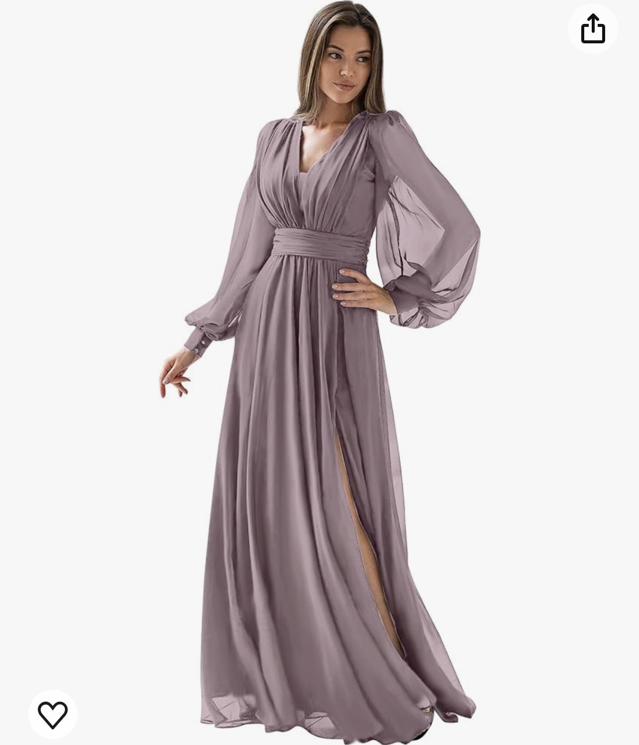 2 New Bridesmaid Dresses with Sleeves Slit Formal Evening Gown Chiffon Long V Neck A Line