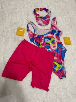 New 2x 80s Costume Bodysuit Workout  Festival Rave 