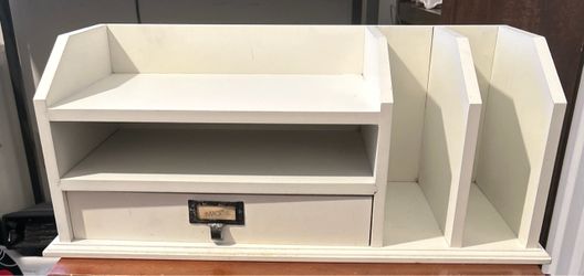 White Solid Wood Desk Organizer