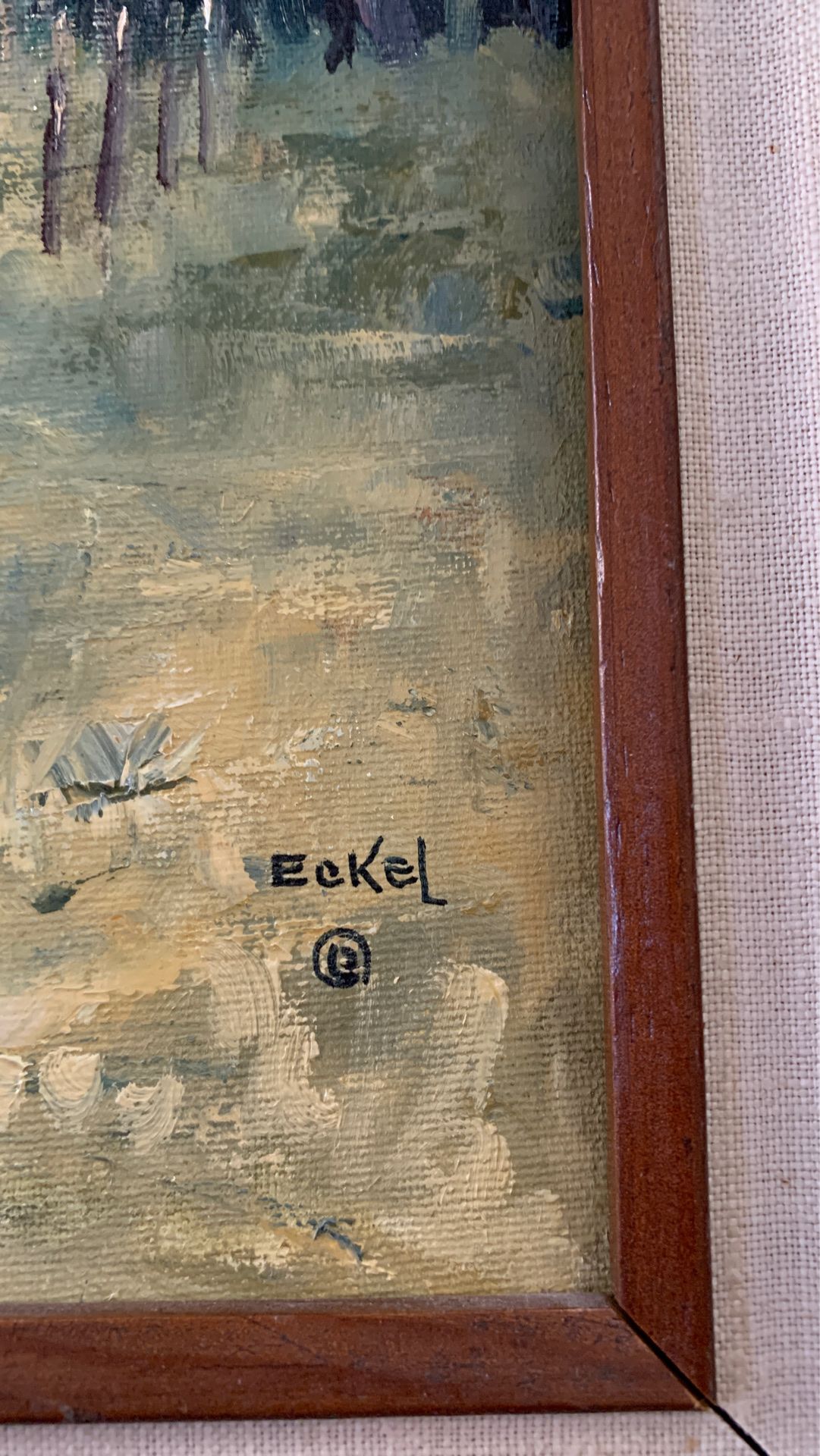 Original Eckel oil painting and frame. 9”x12”