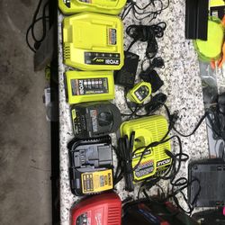Ryobi, Dewalt, Milwaukee Chargers 