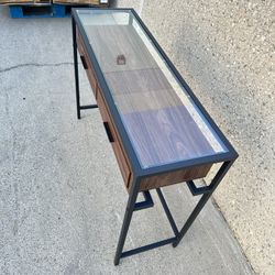 43 Inch Narrow Console Table For Entryway, Living Room, Entryway Table With Extra 2 Drawers For Hall