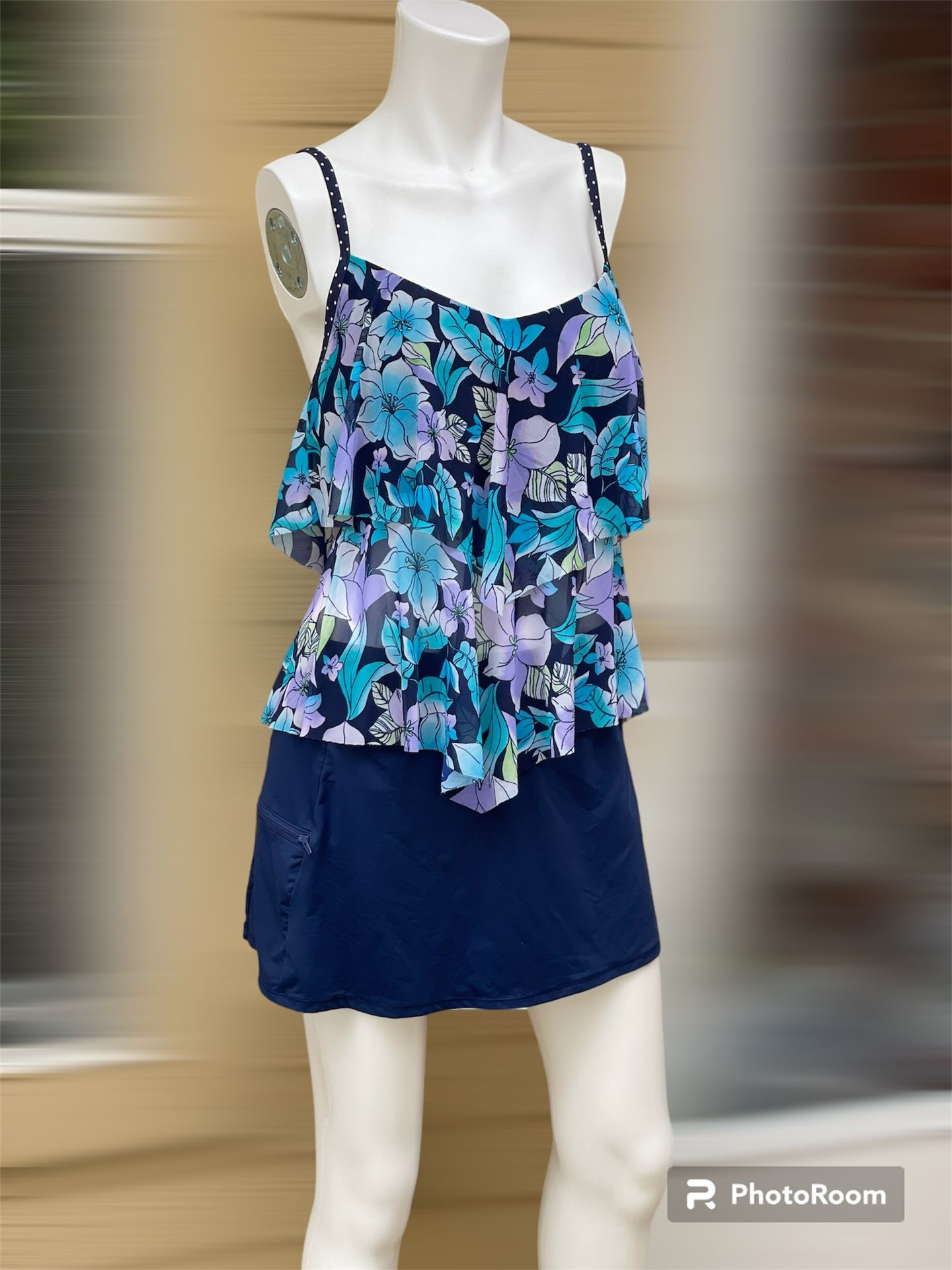 Beach House 2 Piece Swimsuit for Women Bathing Suits Bikini top and skirt Large