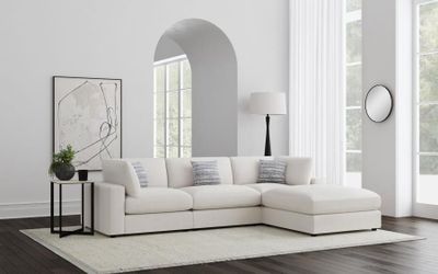 NEW!! 4pc Modular Cream Linen Living Room Cloud Sofa Ottoman $10 DOWN