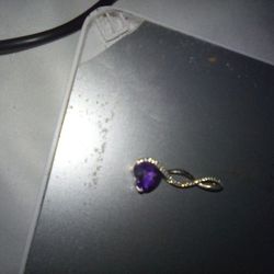 Real Silver & Purple Aminfest & Small Diamond Pendant 