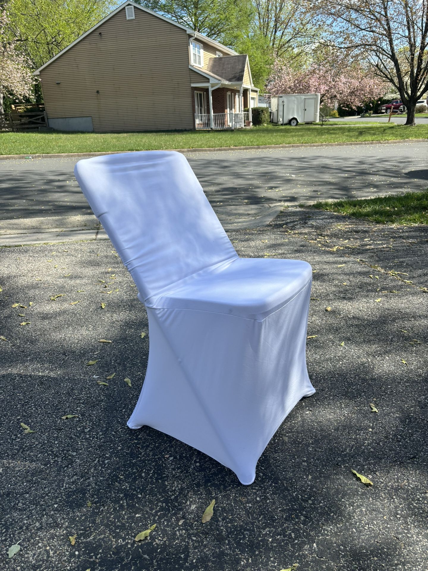 White Chair Covers (Polyester Spandex) + Sashes – Bulk Available