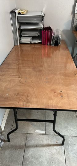 6' Rectangular All-Occasion Wood Folding Event Table, Foldable Portable Banquet Table with Wooden Top,