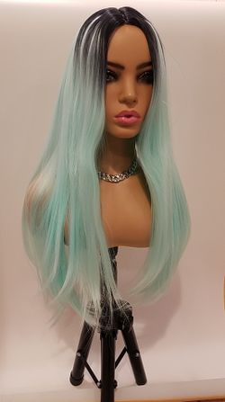 Long Green Straight Wig