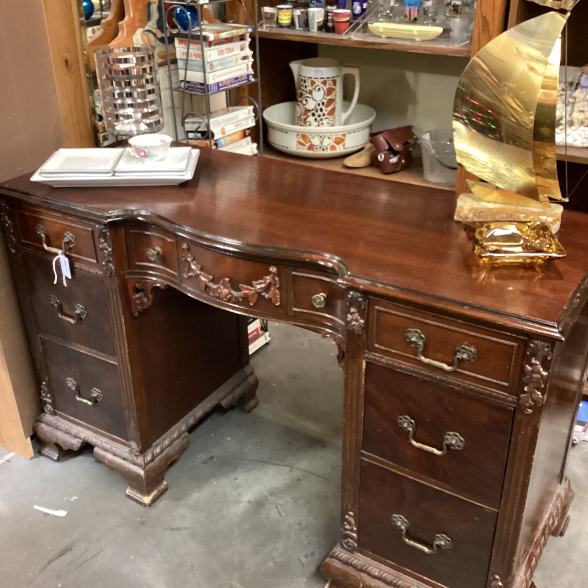 Vintage Chippendale Desk 20 X 53w X 31” H