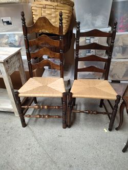  Wicker chairs wooden (2) Available (Brown &Tan Color)