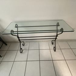 Glass top console with Metal Legs